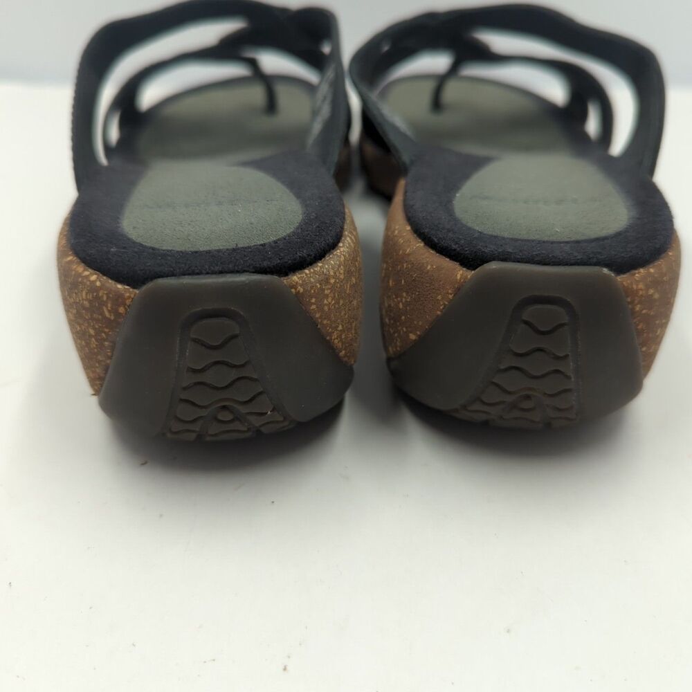 Merrell Women's Sundial Cross Midnight Thong Sandals Black 6 Leather Cork - Picture 3 of 10
